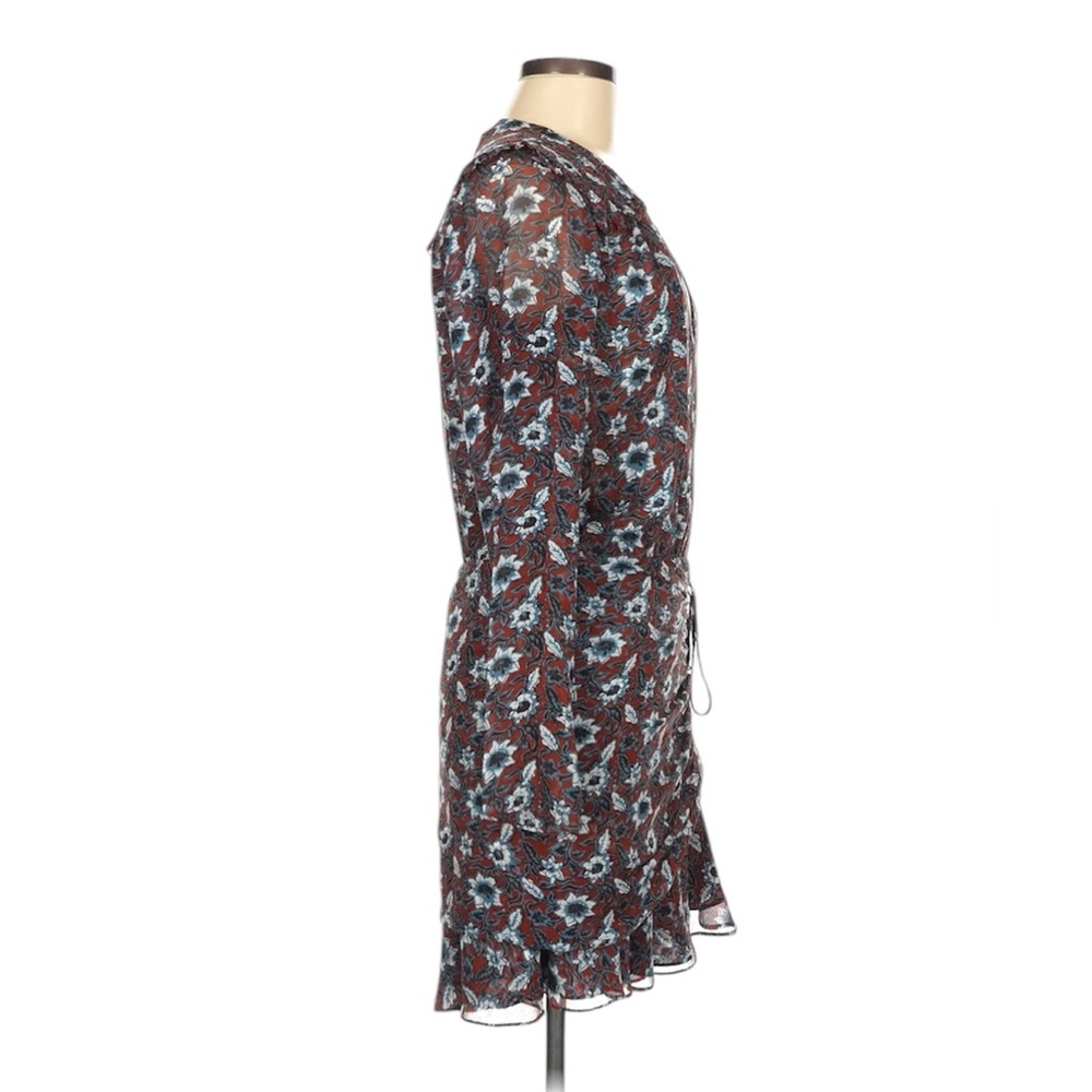 NWOT VERONICA BEARD Floral Long Sleeve Dress BLACK WHITE BLUE BURGUNDY - Picture 7 of 8